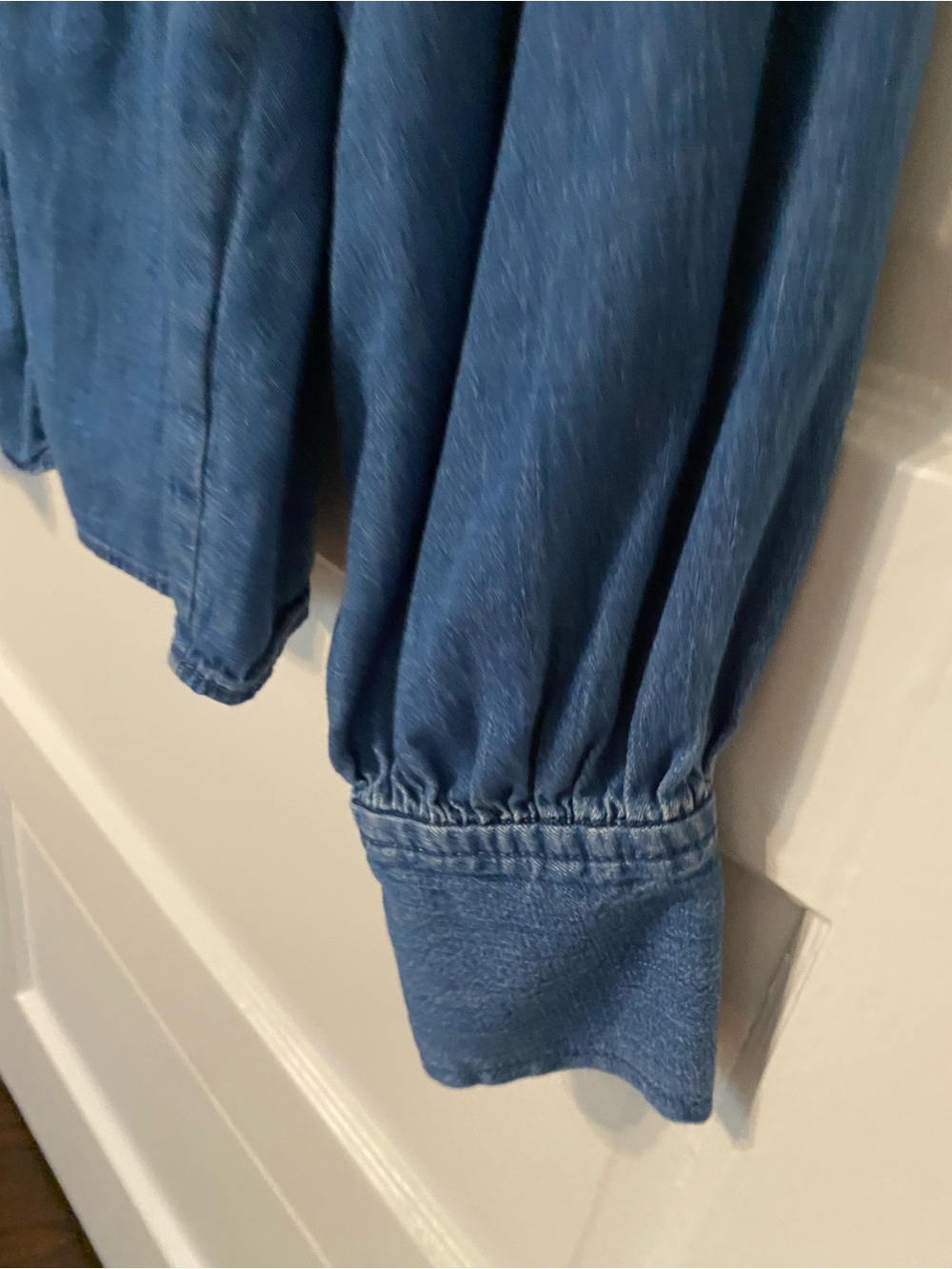 NWOT Madewell Denim Ruffled Pintuck Top - Picture 14 of 15